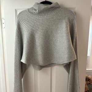 Free People Gray Ribbed Turtleneck Sweater